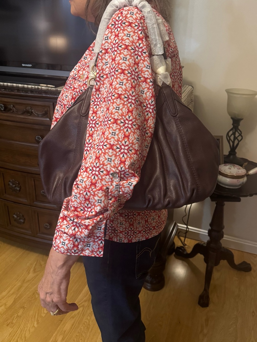 Coach Pebbled Leather Shoulder Bag in Plum Brown - Picture 12 of 12